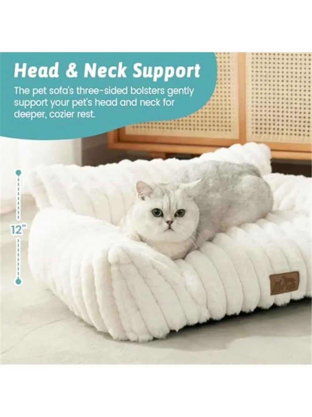 Cat Couch Bed Ultra Plush Faux Fur Pet Sofa Small Dog Bed Indoor Calming Lounger